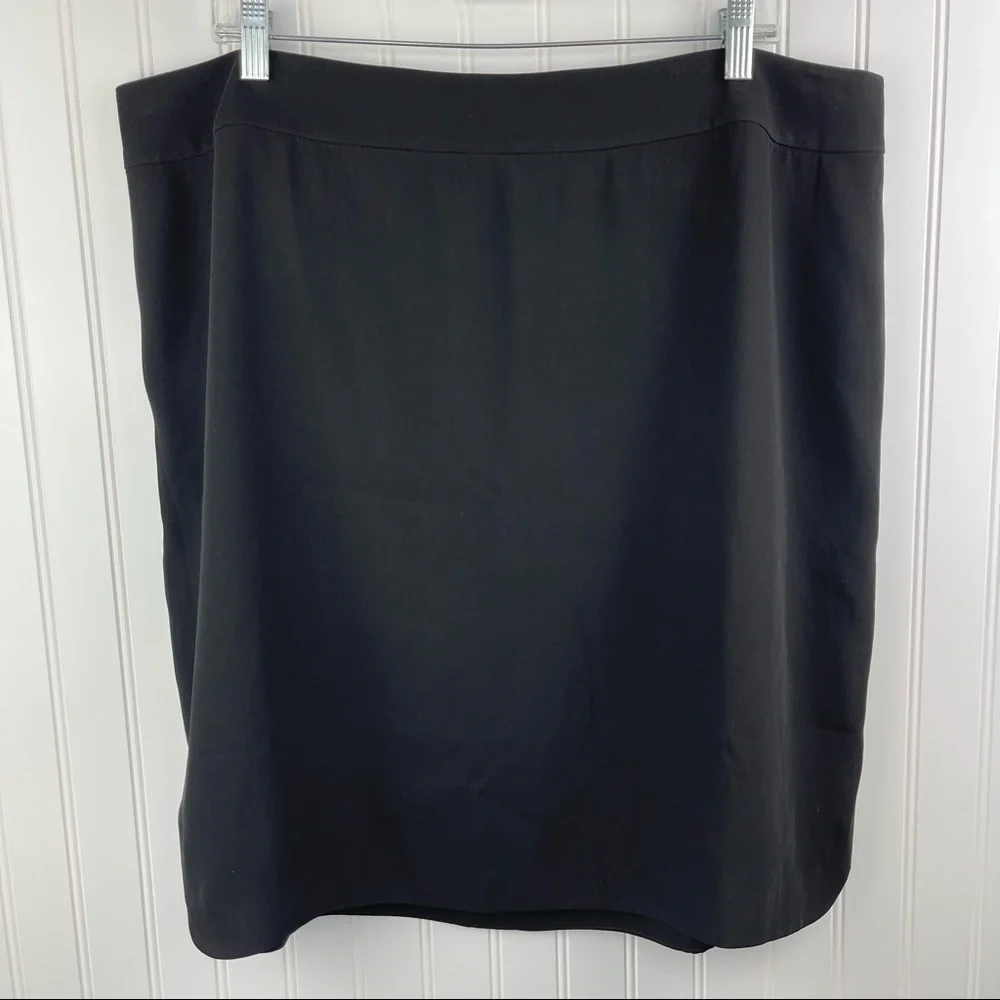 Eileen Fisher Tropical Suiting Silk Panel Skirt Black XL